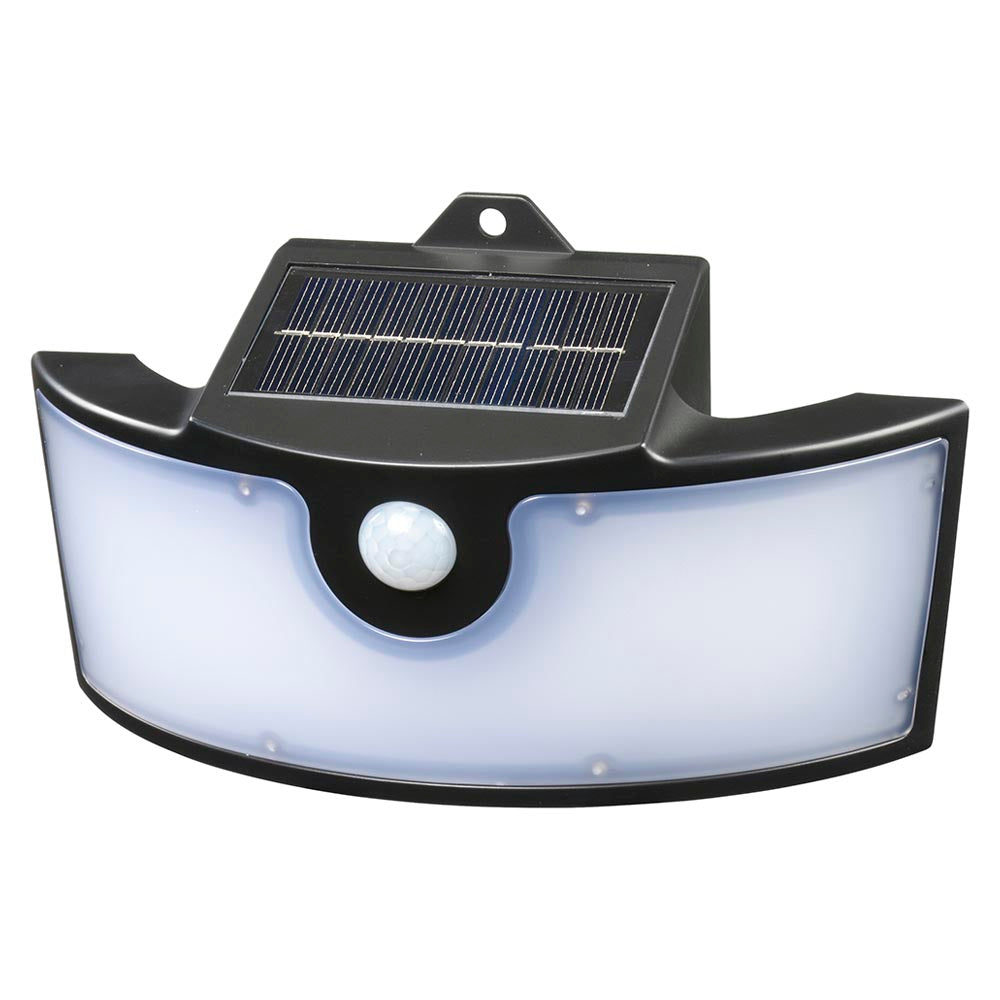 センサーウォールライト(明暗+人感/800lm/ソーラーパネルで充電/広配光/昼光色/保護等級IP65/ブラック)_06-5209_LT-SSL80DWH2_OHM(オーム電機)